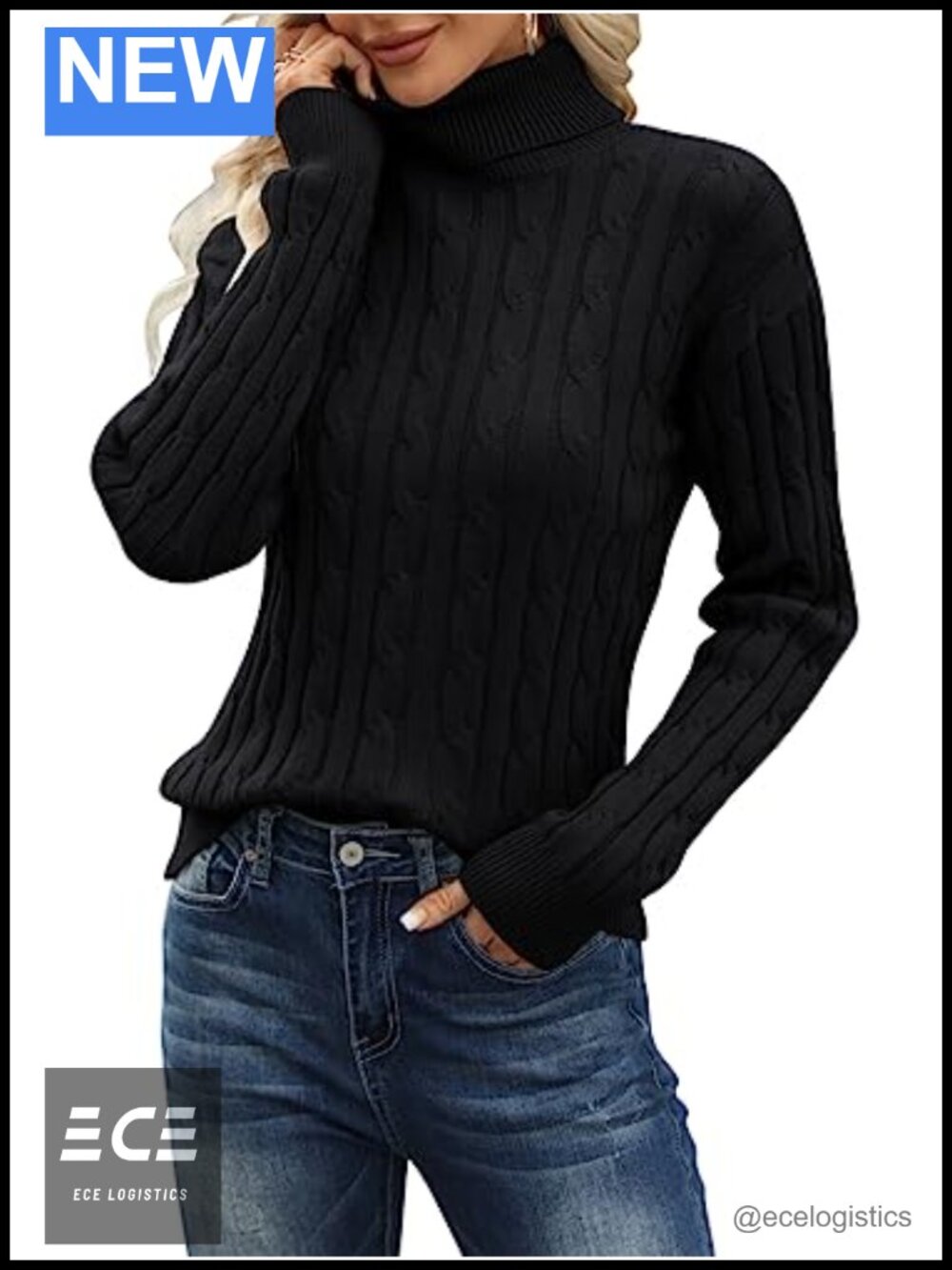 Cable Knit Turtleneck Long Sleeve Pullover Sweater